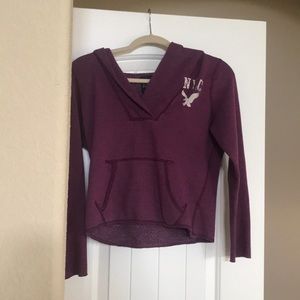 Purple Hoodie, v-neck cropped hoodie